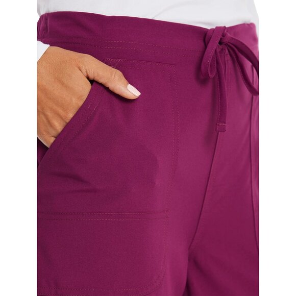 NWT Scrubstar Women's Core Essentials Drawstring Cargo Scrub Pants Wine Sizes S - Picture 3 of 6